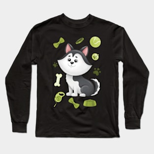 Cute dog black and white Long Sleeve T-Shirt